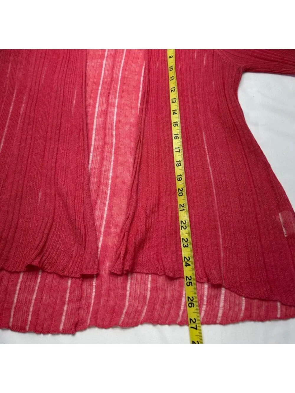 Eileen Fisher Variegated Peony Pink Silk/Linen Open Cardigan PM